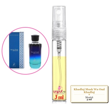 Mostra fiola din Parfumul Khadlaj Musk Wa Oud Khadlaj, decant sticla cu pulverizator - Img 3
