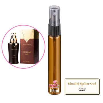 Mostra fiola din Parfumul Khadlaj Stellar Oud, decant sticla cu pulverizator