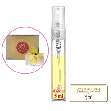 Mostra fiola din Parfumul Lattafa Al Dur Al Maknoon Gold, decant sticla cu pulverizator - Img 4
