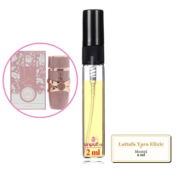 Mostra fiola din Parfumul Lattafa Yara Elixir, decant sticla cu pulverizator