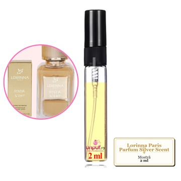 Mostra fiola din Parfumul Lorinna Paris Silver Scent, decant sticla cu pulverizator