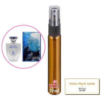 Mostra fiola din Parfumul Nylaa Musk Aziah, decant sticla cu pulverizator