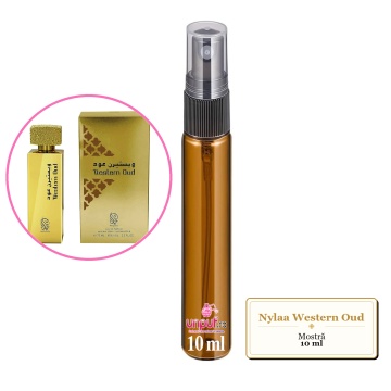 Mostra fiola din Parfumul Nylaa Western Oud, decant sticla cu pulverizator