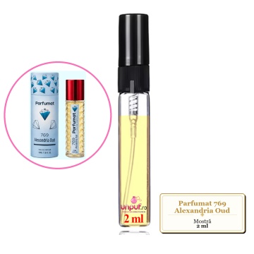 Mostra fiola din Parfumul Parfumat 769 Alexandria Oud, decant sticla cu pulverizator