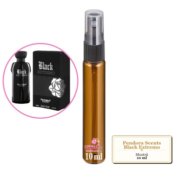 Mostra fiola din Parfumul Pendora Scents Black Extremo, decant sticla cu pulverizator