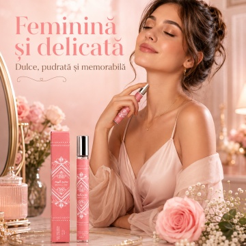 Mostră fiolă parfum Badee Al Oud Rose Milk 35 ml, Eau de Parfum pentru femei, aromă dulce pudrată vanilată, pulverizator compact - Img 2