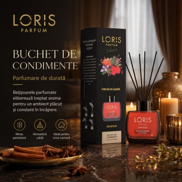 Odorizant de Cameră cu Bețișoare Parfumate Loris Parfum Buchet de Condimente, 120 ml, Esență Condimentată, Miros Cald și Persistent - Img 6