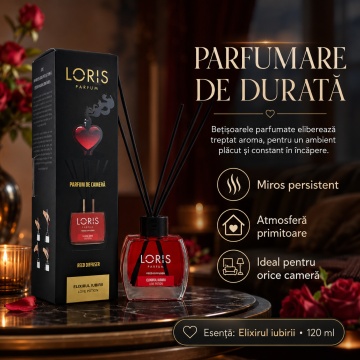 Odorizant de Cameră cu Bețișoare Parfumate Loris Parfum Love Potion, 120 ml, Esență Elixirul Iubirii, Miros Elegant și Persistent - Img 6