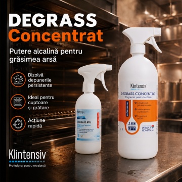 Pachet complet bucatarie Klintensiv Professional, PRO DISH manual si automat, KLINDRY, DEGRASS concentrat si DEGRASS Pro, 5 produse, 4.5 L, 4x Stickere - Img 4