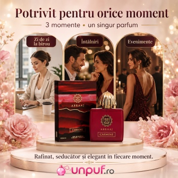 Parfum Arăbesc Abraaj Carmine Fragrance World 100 ml, Apă de Parfum Unisex, Damă și Bărbat, Aromă Aromatic Orientală cu Citrice, Condimente, Note Proaspete, Flori Albe, Lavandă, Note Calde, Cedru, Ambră și Mosc - Img 6