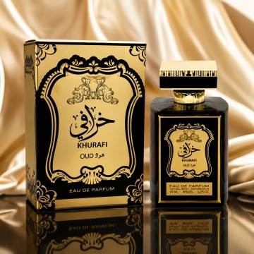 Parfum Arăbesc Al Raheeb Khurafi Oud 100 ml, Apă de Parfum Unisex, Aromă Orientală Lemnoasă cu Oud, Cashmeran, Ambroxan, Mosc și Note Condimentate