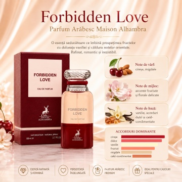 Parfum Arăbesc Alhambra Forbidden Love Maison Alhambra 80 ml, Apă de Parfum Unisex, Damă și Bărbat, Aromă Oriental Modernă, Inspirat Lost Cherry - Img 3