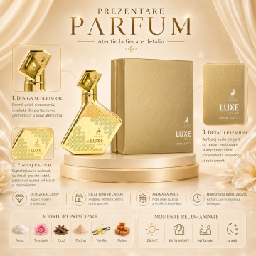 Parfum Arăbesc Alhambra Luxe Gold Maison Alhambra 100 ml, Apă de Parfum Unisex, Damă și Bărbat, Aromă Oriental Ambrată, Profil Luxos Amber Oriental - Img 5