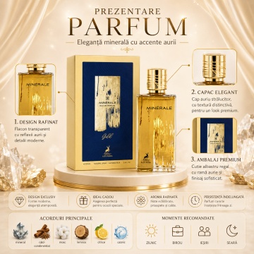 Parfum Arăbesc Alhambra Minerale Gold Maison Alhambra 100 ml, Apă de Parfum Unisex, Damă și Bărbat, Aromă Mineral Oriental Ambrată, Inspirat Ganymede - Img 3
