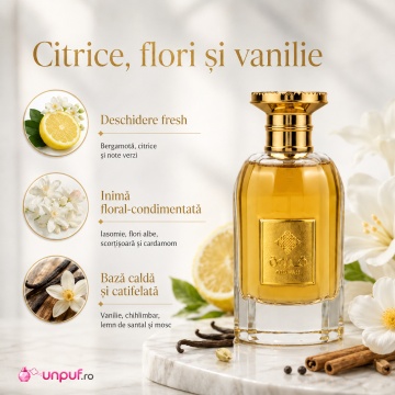 Parfum Arăbesc Ard Al Zaafaran Qidwah 85 ml, Apă de Parfum Unisex, Damă și Bărbat, Aromă Oriental Arabescă Elegantă cu Bergamotă, Condimente, Șofran, Iasomie, Trandafir, Lemn de Santal, Oud, Ambră, Mosc și Vanilie - Img 9