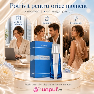 Parfum Arăbesc Armaf Blue Sky 105 ml, Apă de Parfum Unisex Damă și Bărbat, Aromă Fresh Fructată Citrică cu Ananas, Bergamotă, Măr, Vanilie, Ambroxan și Note Lemnoase - Img 6
