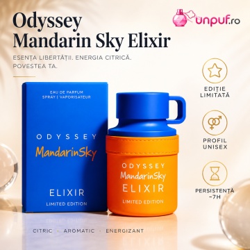 Parfum Arăbesc Armaf Odyssey Mandarin Sky Elixir 100 ml, Apă de Parfum Bărbat, Aromă Citrus Gurmand Aromatică, Intensă, Caldă și Energică - Img 8