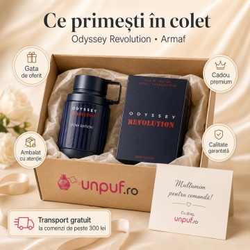 Parfum Arăbesc Armaf Odyssey Revolution Ultra Edition 100 ml, Apă de Parfum Bărbat, Aromă Aromatic Fructată, Dulce, Intensă și Masculină, Inspirată de Ultra Male - Img 4