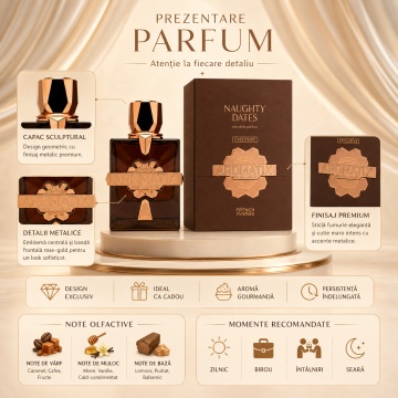 Parfum Arăbesc Aromatix Naughty Dates Extract de Parfum 100 ml, Unisex, Damă și Bărbat, French Avenue, Inspirat Sticky Dates, Aromă Gourmand cu Fructe Uscate, Curmale, Miere, Scorțișoară, Nuci, Tonka, Pralină, Ambră, Lemn de Santal, Mosc și Vanilie - Img 3