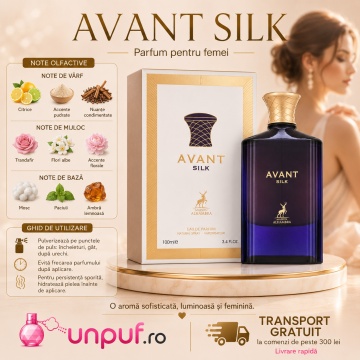 Parfum Arăbesc Avant Silk Maison Alhambra 100 ml, Apă de Parfum Damă, Inspirat Queen Of Silk Creed, Aromă Oriental Florală cu Magnolie, Osmanthus, Șofran, Lemn de Agar Oud, Maracuia, Paciuli, Tuberoză, Ambroxan, Cedru, Mosc, Smirnă, Tămâie și Vanilie - Img 9