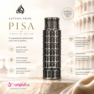 Parfum Arabesc Bărbați Lattafa Pride Pisa, Eau de Parfum 100 ml, Inspirat de Afternoon Swim, Citrice Lemnos Aromatic - Img 4