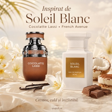 Parfum Arăbesc Cocolatte Lassi French Avenue 80 ml, Apă de Parfum Unisex, Damă și Bărbat, Inspirat Soleil Blanc, Aromă Gurmand Dulce cu Caramel, Fructe Dulci, Zahăr, Praline, Flori Albe, Note Cremoase, Tonka, Ambră, Mosc și Vanilie - Img 8