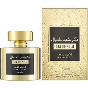 Parfum Arăbesc Confidential Private Gold Lattafa 100 ml, Apă de Parfum Unisex, Damă și Bărbat, Inspirat Kirke Tiziana Terenzi, Aromă Aromatic Fructată Tropicală cu Coacăză Neagră, Fructul Pasiunii, Piersică, Zmeură, Pară, Lăcrămioară, Lemn de Santal, Mosc - Img 11