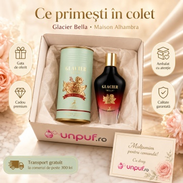 Parfum Arăbesc Damă Glacier Bella Maison Alhambra 100 ml, Apă de Parfum, Inspirat de La Belle Jean Paul Gaultier, Aromă Oriental Vanilată cu Pară, Bergamotă, Boabe de Tonka, Iasomie, Piele, Vanilie, Note Florale, Ambră și Mosc - Img 4