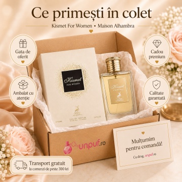 Parfum Arăbesc Damă Kismet For Women Maison Alhambra 100 ml, Apă de Parfum, Inspirat de Good Girl Gone Bad By Kilian, Aromă Floral Fructată cu Osmanthus, Iasomie, Trandafir, Tuberoză, Narcisă, Ambră, Cedru, Flori Albe și Accente Pudrate - Img 4