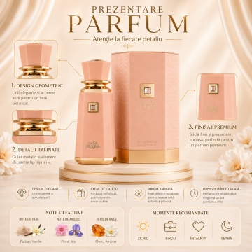 Parfum Arăbesc Damă Sweet Paradise French Avenue 100 ml, Apă de Parfum, Inspirat de Scarlet Poppy, Aromă Fructat Florală cu Bergamotă, Fructe Zemoase, Pară, Caramel Fin, Flori Albe, Iasomie, Ambră, Mosc și Vanilie - Img 3