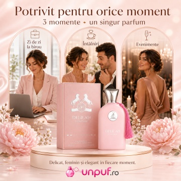 Parfum Arăbesc Delilah Maison Alhambra 100 ml, Apă de Parfum Damă, Inspirat Delina Parfums de Marly, Aromă Florală Feminină cu Lici, Rubarbă, Bergamotă, Nucșoară, Trandafir, Bujor, Mosc, Petalia, Vanilie, Cașmiran, Cedru, Tămâie și Vetiver - Img 6