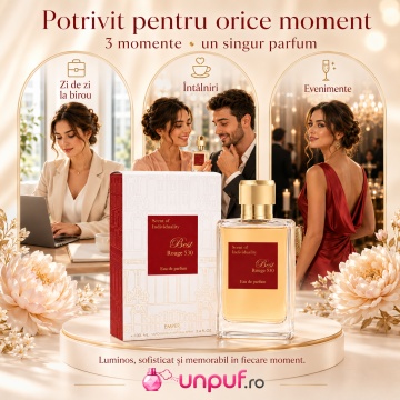 Parfum Arăbesc Emper Best Rouge 530 100 ml, Apă de Parfum Damă, Inspirat Baccarat Rouge 540, Aromă Oriental Ambrată Dulce și Sofisticată cu Citrice, Iasomie, Șofran, Lemn de Cedru, Ambră, Note Dulci, Ambroxan, Mosc și Rășini - Img 6