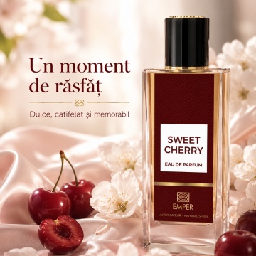 Parfum Arăbesc Emper Blanc Collection Sweet Cherry 85 ml, Apă de Parfum Damă, Inspirat Lost Cherry, Aromă Fructat Gurmandă Dulce și Seducătoare cu Cireșe, Fructe Roșii, Migdale Amare, Lichior de Cireșe, Iasomie, Trandafir, Tonka, Lemn Dulce, Mosc și Vanil - Img 6