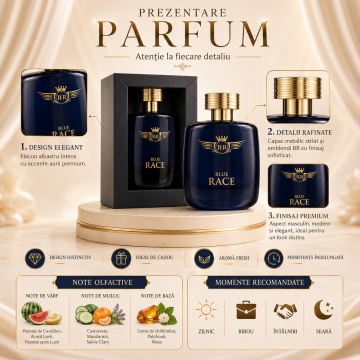 Parfum Arăbesc Emper Blue Race 100 ml, Apă de Parfum Unisex, Damă și Bărbat, Inspirat Polo Blue Gold Blend, Aromă Acvatic Proaspătă Fresh cu Note Marine, Bergamotă, Grepfrut, Lavandă, Note Ozonice, Salvie, Lemn de Cedru, Ambroxan și Mosc - Img 3