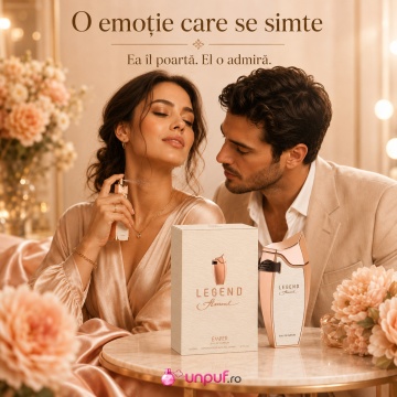 Parfum Arăbesc Emper Legend Femme 80 ml, Apă de Parfum Unisex, Damă și Bărbat, Inspirat Legend Pour Femme, Aromă Floral Fructată Feminină cu Fructe Roșii, Bergamotă, Piersică, Flori Albe, Iasomie, Trandafir, Lemn de Cedru, Mosc și Vanilie - Img 5