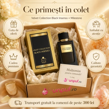 Parfum Arăbesc Emper Velvet Collection Black Insenso 100 ml, Apă de Parfum Unisex, Damă și Bărbat, Inspirat Velvet Incenso, Aromă Oriental Tămâioasă cu Piper Negru, Rășină Elemi, Tămâie, Turmeric, Benzoină, Paciuli, Lemn de Agar Oud, Cașmeran, Vanilie, Am - Img 4