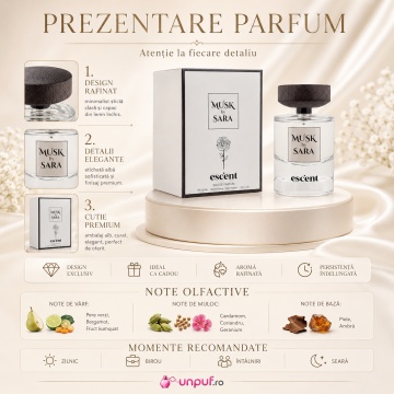 Parfum Arăbesc Escent Musk By Sara Escent 100 ml, Unisex, Damă, Bărbat, edp - Img 3