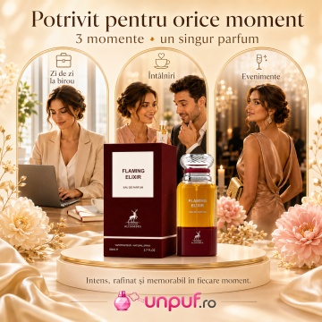 Parfum Arăbesc Flaming Elixir Maison Alhambra 80 ml, Apă de Parfum Unisex, Damă și Bărbat, Inspirat Cherry Smoke Tom Ford, Aromă Oriental Condimentată cu Vișină, Șofran, Caisă, Măslină, Osmanthus, Pielărie, Note de Fum, Note Lemnoase, Ulei Cypriol și Naga - Img 6