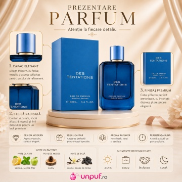 Parfum Arăbesc Fragrance World Des Tentations 100 ml, Apă de Parfum Bărbați, Aromă Aromatic Orientală, Fresh și Condimentată, cu Note de Citrice, Condimente, Flori Albe, Lavandă, Cedru, Ambră și Mosc - Img 3