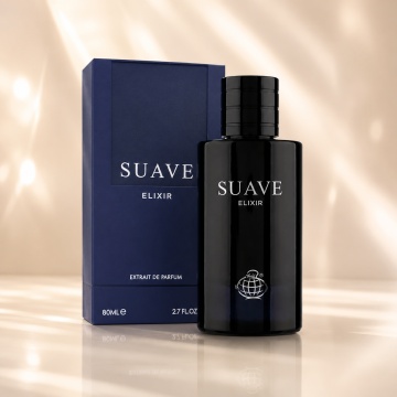 Parfum Arăbesc Fragrance World Suave Elixir 80 ml, Apă de Parfum Bărbați, Aromă Aromatic Orientală, Lemnoasă, Pudrată și Cald Condimentată, cu Citrice, Condimente, Note Proaspete, Flori Albe, Lavandă, Cedru, Ambră și Mosc