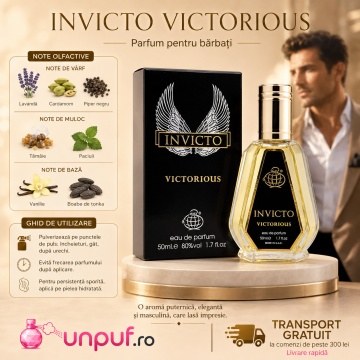 Parfum Arăbesc Invicto Victorious Fragrance World 50 ml, Apă de Parfum Bărbat, Aromă Aromatic Acvatică Proaspătă cu Grapefruit, Acord Marin, Mandarină, Dafin, Iasomie, Ambergris, Patchouli, Lemn de Guaiac și Mușchi - Img 9