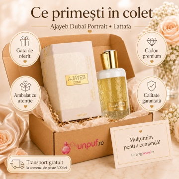 Parfum Arăbesc Lattafa Ajayeb Dubai Portrait 100 ml, Apă de Parfum Unisex, Aromă Fructată Exotică cu Lămâie, Portocală, Mango, Iasomie, Mosc, Oud, Ambră și Lemn de Santal - Img 4