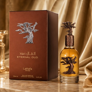 Parfum Arăbesc Lattafa Eternal Oud 100 ml, Apă de Parfum Unisex, Aromă Orientală Ambrată cu Prună, Vanilie și Tonka