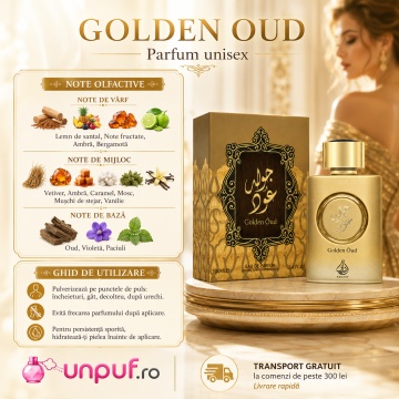 Parfum Arăbesc Lattafa Golden Oud EDP 100 ml Unisex, Inspirat Oud Bouquet, Aromă Lemnoasă cu Oud, Ambră, Vanilie, Caramel, Mosc, Vetiver, Paciuli și Lemn de Santal - Img 9