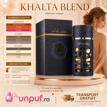 Parfum Arăbesc Lattafa Khalta EDP 100 ml Unisex, Inspirat The One Mysterious Night, Aromă Orientală cu Oud, Șofran, Ambră, Vanilie, Piele, Tămâie, Trandafir și Lemn de Santal - Img 9