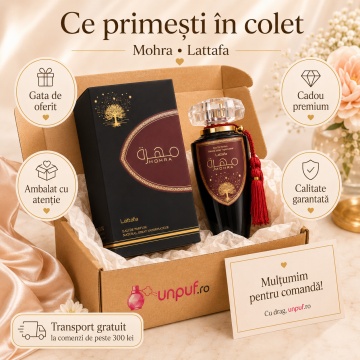 Parfum Arăbesc Lattafa Mohra 100 ml, Apă de Parfum Unisex, Aromă Lemnoasă Condimentată cu Șofran, Lavandă, Trandafir, Cașmir și Santal - Img 4