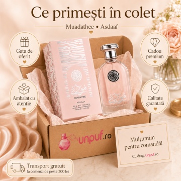 Parfum Arăbesc Lattafa Muadathee 100 ml, Apă de Parfum Unisex, Aromă Floral Fructată cu Șofran, Trandafir, Lici, Pară, Mosc și Vetiver - Img 4
