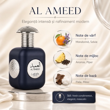 Parfum Arăbesc Lattafa Pride Al Ameed Silver EDP 100 ml Unisex, Inspirat 1872 For Men, Aromă Orientală cu Mandarină, Salvie, Ananas, Piper, Piele și Mosc - Img 9