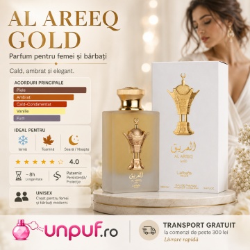 Parfum Arăbesc Lattafa Pride Al Areeq Gold 100 ml, Apă de Parfum Unisex, Aromă Orientală Ambrată cu Piele, Șofran, Vanilie, Tămâie și Lemn Ambrat - Img 8