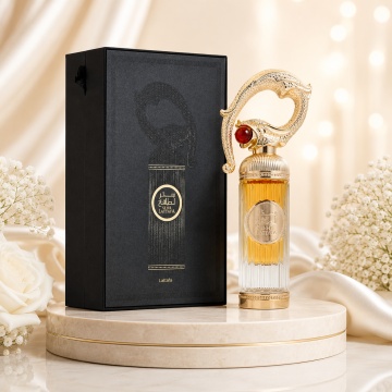 Parfum Arăbesc Lattafa Sehr 100 ml, Apă de Parfum Unisex, Aromă Gurmandă Vanilată cu Migdale Amare, Scorțișoară, Tonka, Ambră și Lemn Akigala
